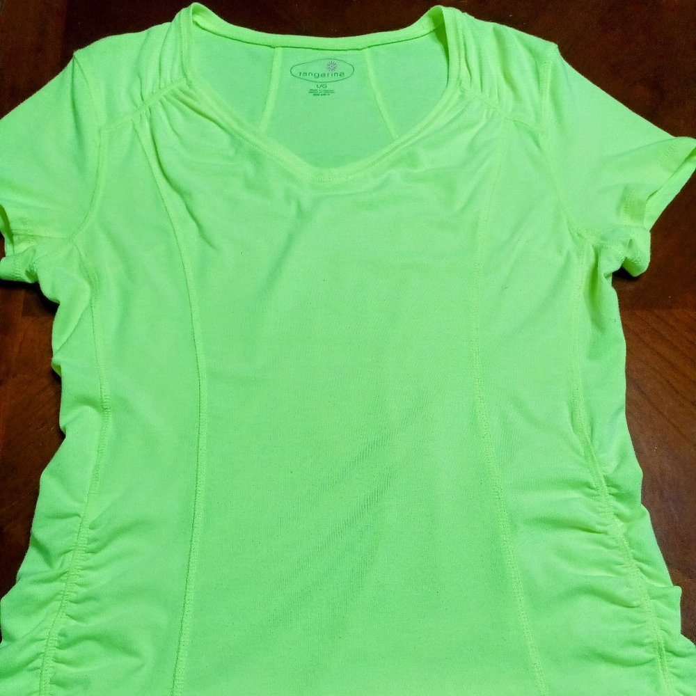 NWOT, Short Sleeved, Large, Semi Fitted Accents, Slightly Sheer, L-26", W-17"